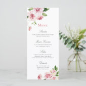 Pink Summer Floral Romantic Vrijgezellenfeest Menu (Staand voorkant)