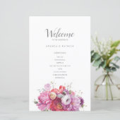 Pink Summer Floral Waterverf Wedding (Staand voorkant)