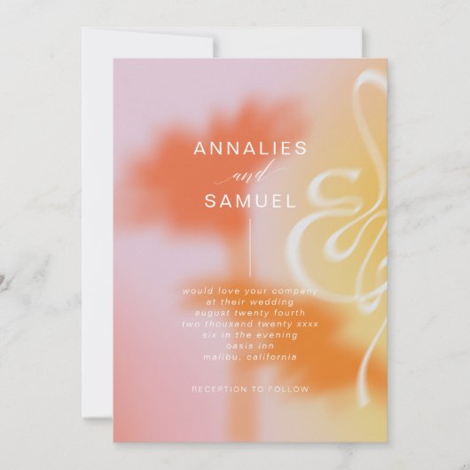 Pink Summer Modern Stylish Wedding Invitati Kaart (Voorkant)