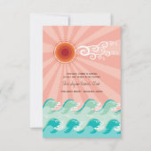 Pink Sun & Aqua Waves Beach Carte de réception de (Devant)