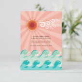Pink Sun & Aqua Waves Beach Carte de réception de  (Debout devant)