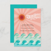 Pink Sun & Aqua Waves Beach Carte de réception de  (Devant / Derrière)