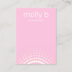 Pink Sunburst Earring Jewelry Display Holder Roze  Visitekaartje