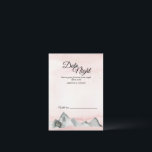 Pink Sunrise Mountain Date Carte de conseil de nui<br><div class="desc">Cette carte de conseil de nuit mariage Pink Sunrise Mountain apporte une touche classe et unique, mais simple et décontractée à votre réception de mariage. Les nuances de soleil levant et couché de rose, mauve, pêche, rougit, corail et rose poussiéreux, baisé de parties scintillant d'or étoilé autour du texte de...</div>
