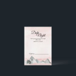 Pink Sunrise Mountain Date Carte de conseil de nui<br><div class="desc">Cette carte de conseil de nuit mariage Pink Sunrise Mountain apporte une touche classe et unique, mais simple et décontractée à votre réception de mariage. Les nuances de soleil levant et couché de rose, mauve, pêche, rougit, corail et rose poussiéreux, baisé de parties scintillant d'or étoilé autour du texte de...</div>