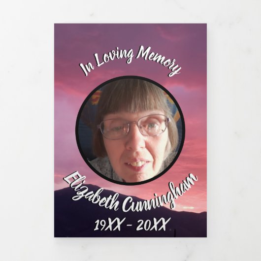 Pink Sunset Five Photo Memorial Drieluik Aankondiging (Cover)