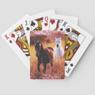 Pink Sunset Western land Galloping Horses Pokerkaarten