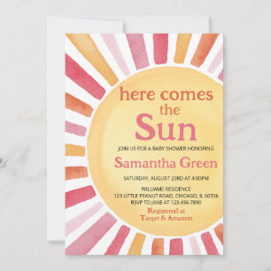 Pink Sunshine Baby shower Kaart