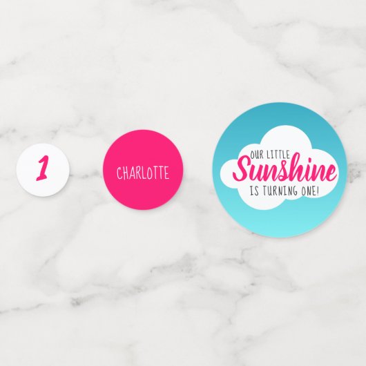 Pink Sunshine Birthday Party Confetti (Achterkanten)