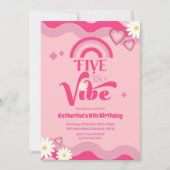 Pink Super Five est Vibe Anniversaire Invitation (Devant)