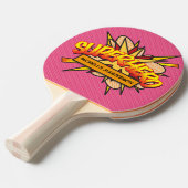 Pink Superhero Personalized Funny Cool translated Tafeltennisbatje (Voorkant Gekanteld)
