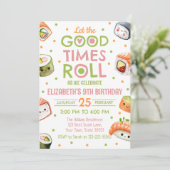 Pink Sushi Birthday Invitation (Debout devant)
