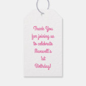 Pink Swan verjaardagsfeestje Cadeaulabel (Achterkant)