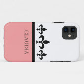 Pink Swanky Fleur De Lis BT iPhone 5 Coque (Dos (Horizontal))