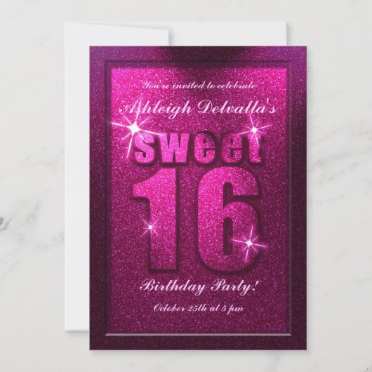 Pink Sweet 16 Anniversaire Fête Invitation (Devant)