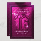 Pink Sweet 16 Anniversaire Fête Invitation (Devant / Derrière)