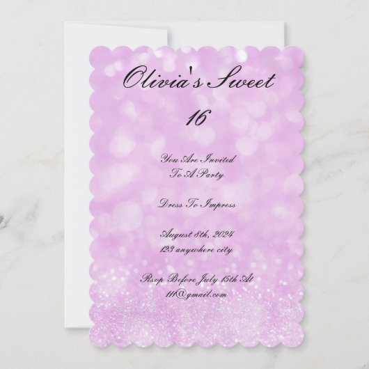 PINK SWEET 16 ANNIVERSAIRE INVITATION (Devant)