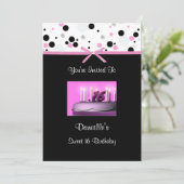 Pink Sweet 16 Cake Anniversaire Invitations (Debout devant)