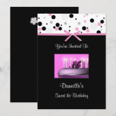 Pink Sweet 16 Cake Anniversaire Invitations (Devant / Derrière)