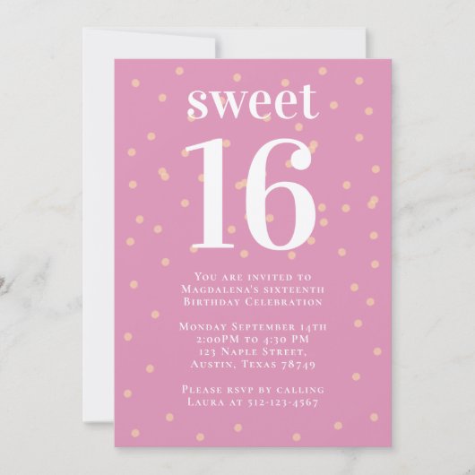 Pink Sweet 16 Invitation (Devant)