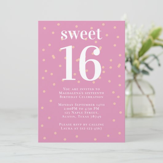 Pink Sweet 16 Invitation (Debout devant)