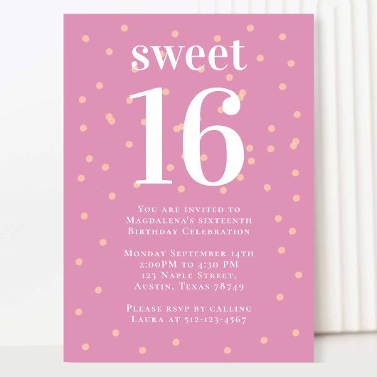 Pink Sweet 16 Invitation