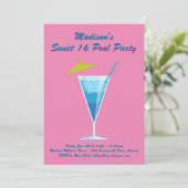 Pink Sweet 16 Pool Party Invitation (Debout devant)