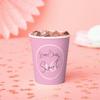 Pink Sweet 16 White & Black Script Paper cup Papieren Bekers