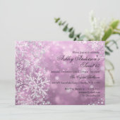 Pink Sweet 16 Winter Wonderland Sparkle Snowflakes Kaart (Staand voorkant)