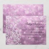 Pink Sweet 16 Winter Wonderland Sparkle Snowflakes Kaart (Voorkant / Achterkant)