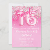 Pink Sweet 16e anniversaire Invitation Parties sci (Devant)