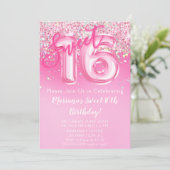 Pink Sweet 16e anniversaire Invitation Parties sci (Debout devant)