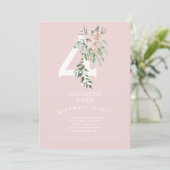 Pink Sweet 4E Invitation de fête d'anniversaire (Debout devant)