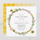 Pink Sweet As Can Bee Baby shower Invitation (Devant / Derrière)