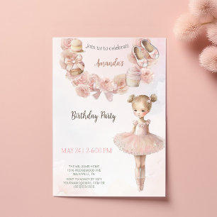 Pink Sweet Ballerina Invitation Anniversaire