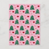 Pink Sweet Greenery kerstboomfeestdag Aankondigingskaart (Voorkant)