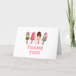 Pink Sweet Ice Cream Popcicle Girl Baby shower Bedankkaart