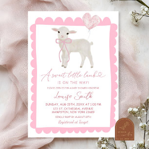 Pink Sweet Little Lamb Baby shower Kaart