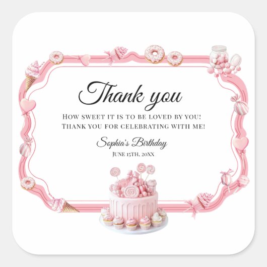Pink Sweet One Birthday Favor Stickers (Devant)