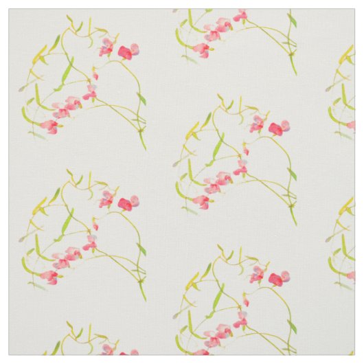 Pink Sweet Pea Flower Pattern Stof (Swatch)