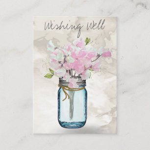 PINK SWEET PEAS MASON JAR WATERVERF DIE GOED WIL INFORMATIEKAARTJE