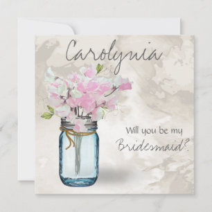 PINK SWEET PEAS MASON JAR WATERVERF KAART
