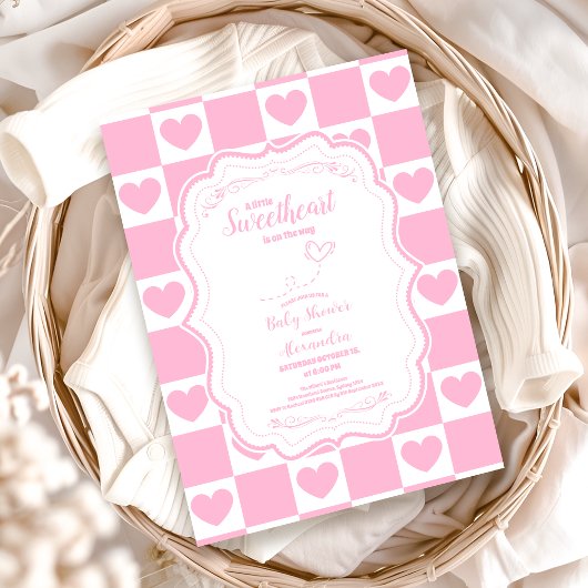 Pink Sweetheart Valentijnsdag Baby shower Kaart