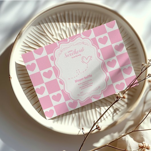 Pink Sweetheart Valentijnsdag Diapper Raffle Informatiekaartje