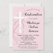 Pink Swirl Cross Confirmation Invitation Girl (Devant)