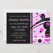 Pink Swirls 21e anniversaire Cartes d'invitation (Dos)