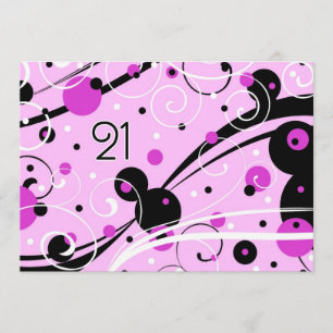 Pink Swirls 21e anniversaire Cartes d'invitation