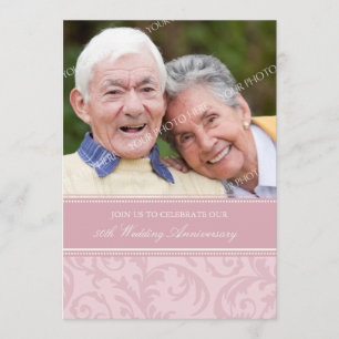 Pink Swirls Photo Invitation du 50e anniversaire