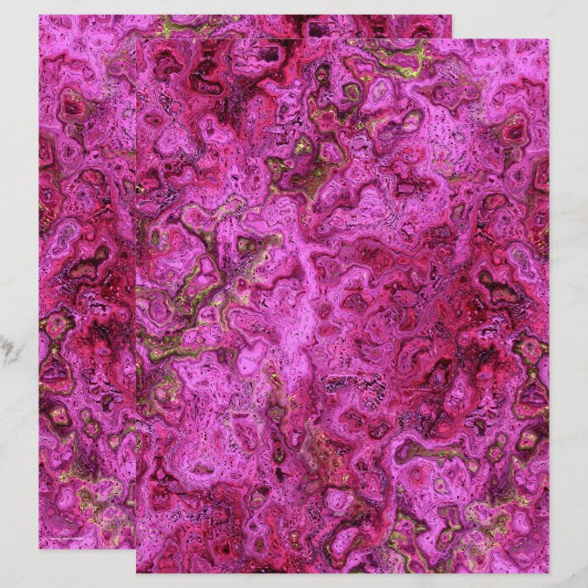 Pink Swirly Marble Scrapbook Paper 2-Sided Page (Devant / Derrière)