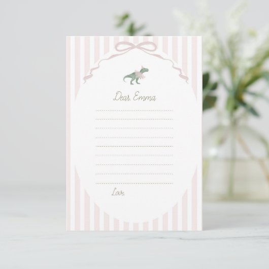 Pink T Rex Tutu Girl Birthday Time Capsule Card Kaart (Staand voorkant)